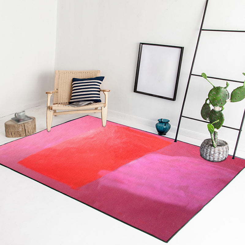 Red and yellow bedroom rug Modern abstract paint pattern area rug Polyester washable stain-resistant rug | Bowlift