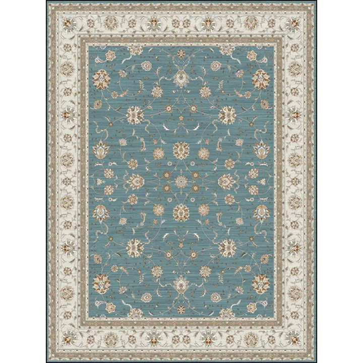 BowLift | Blue and Khaki Classic Rug Polyester Floral Pattern Rug Washable Non-Slip Back Rug for Living Room