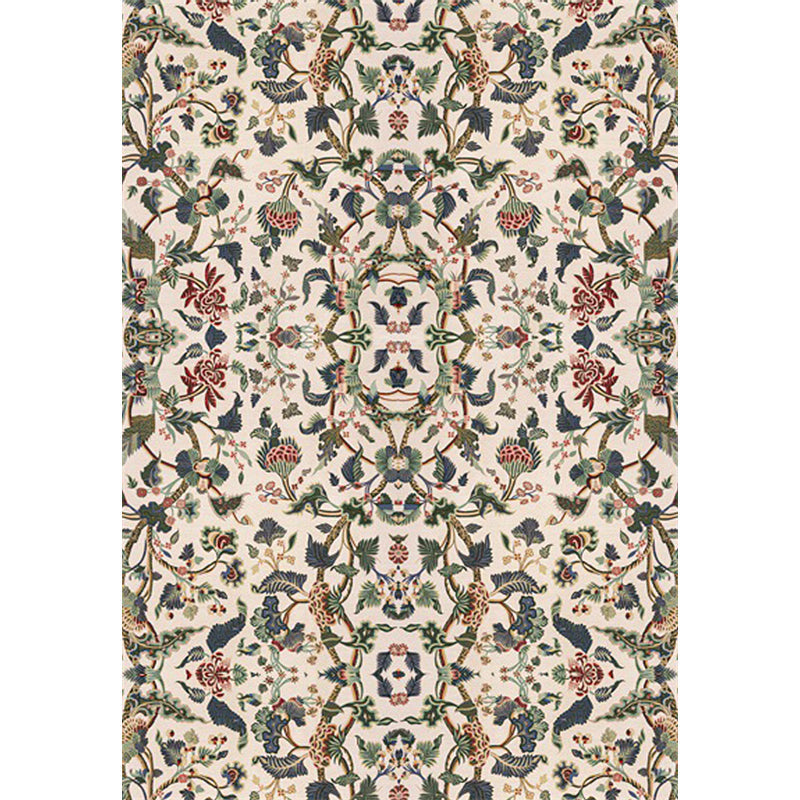 BowLift | Retro Floral Pattern Carpet Light Yellow Classic Carpet Polyester Washable Non-Slip Back Carpet for Living Room