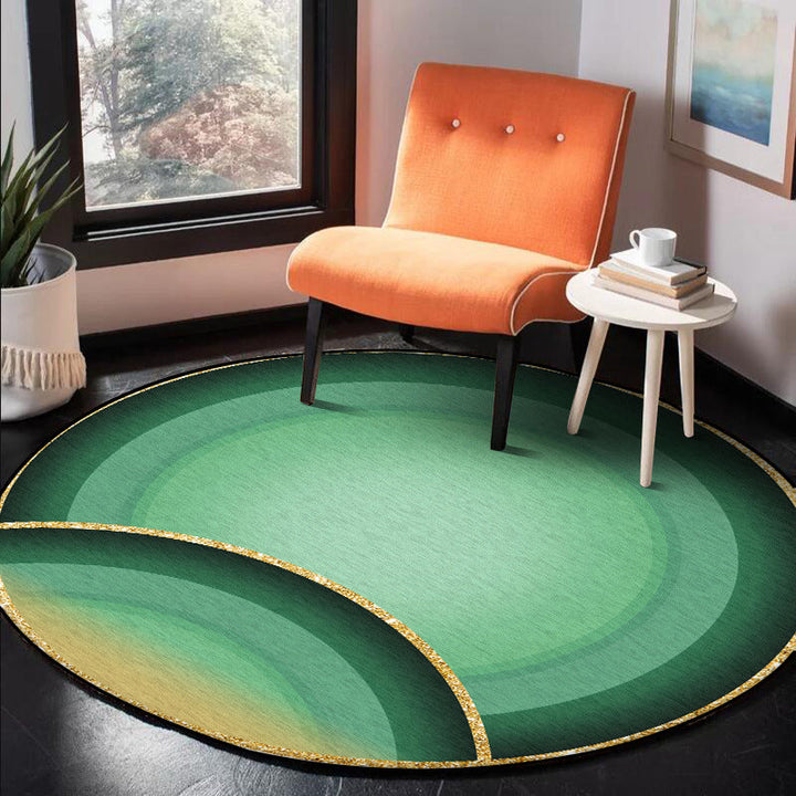 Contemporary Ombre Circle Pattern Rug Green Polyester Rug Machine Washable Non-Slip Rug for the Bedroom | Bowlift