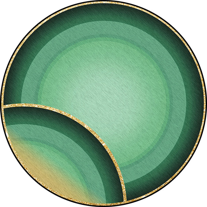 Contemporary Ombre Circle Pattern Rug Green Polyester Rug Machine Washable Non-Slip Rug for the Bedroom | Bowlift
