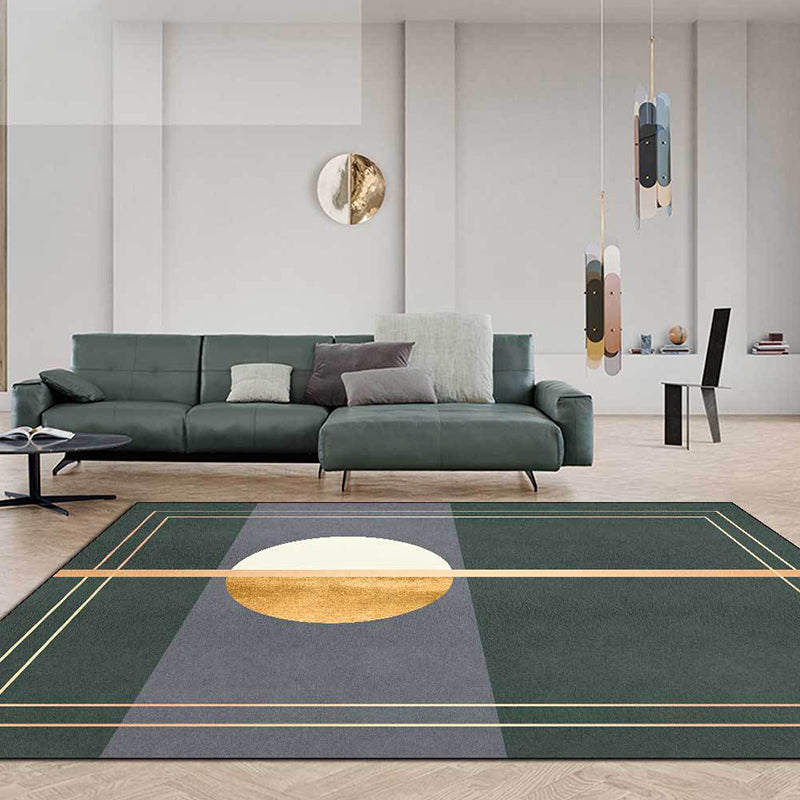 Green and Gray Novelty Rug Polyester Abstract Rug Washable Non-Slip Back Rug for Living Room | Bowlift