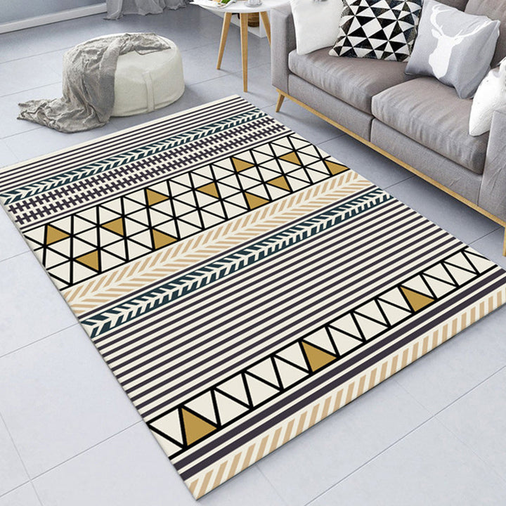 BowLift | Southwest Living Room Rug in Black and Blue Geometric Diamond Pattern Rug Polyester Non-Slip Rug