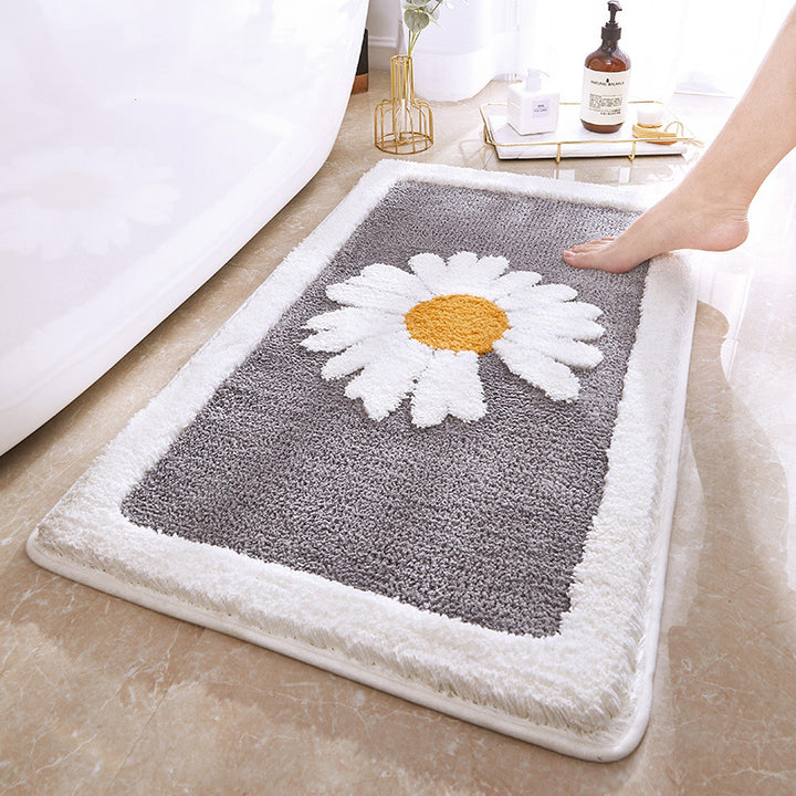 Floral Design Plush Bath Mat Bowlift