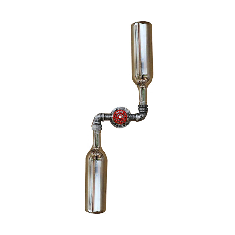 BowLift | Glass Gray/Blue Wall Light Wine Bottle 2 Lights Industrial Style Wall Mount Light for Living Room