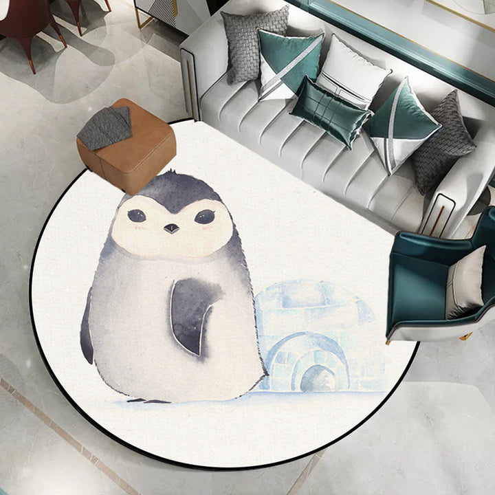 BowLift | White Children's Room Rug Children's Animal Bear Dog Panda Pattern Area Rug Polyester Non-Slip Back Rug