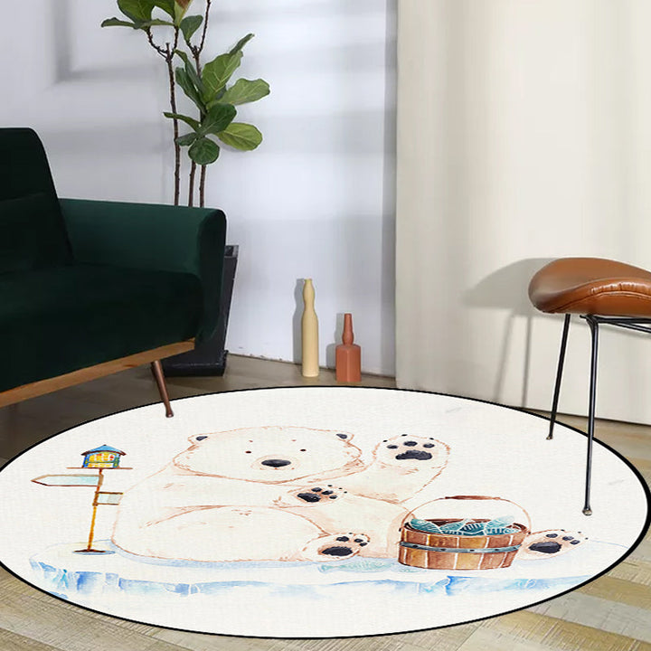 BowLift | White Children's Room Rug Children's Animal Bear Dog Panda Pattern Area Rug Polyester Non-Slip Back Rug