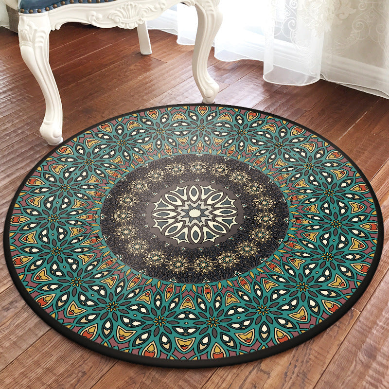 BowLift | Green and Yellow Bedroom Rug Moroccan Floral Pattern Area Rug Polyester Pet-Friendly Washable Rug