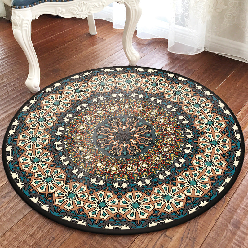 BowLift | Green and Yellow Bedroom Rug Moroccan Floral Pattern Area Rug Polyester Pet-Friendly Washable Rug