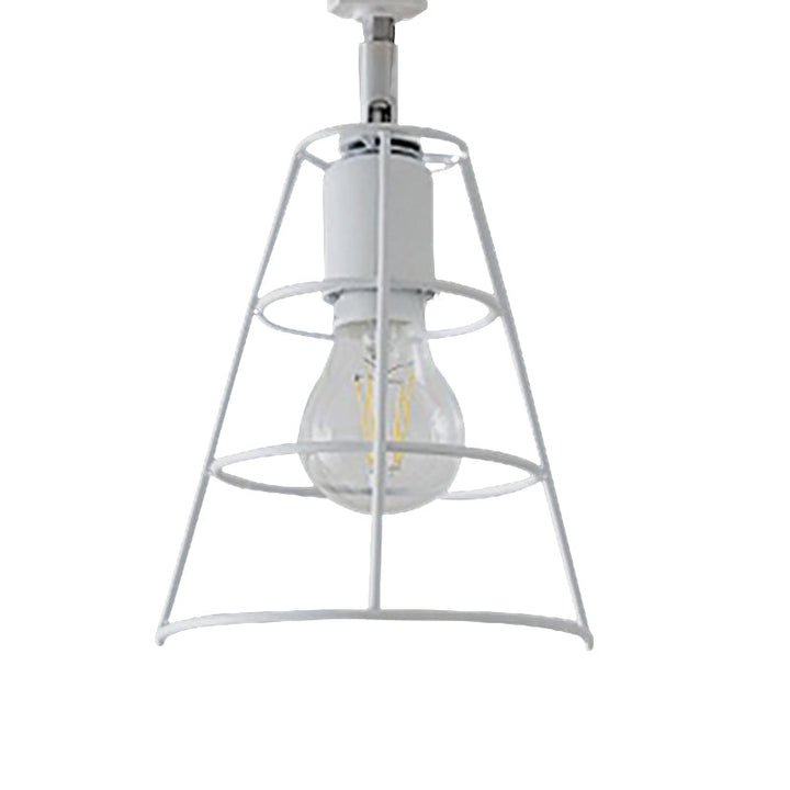 BowLift | Vintage Style Conic Cage Wall Lamp with Curved Arm 1 Light Metal Wall Lamp in Black/White