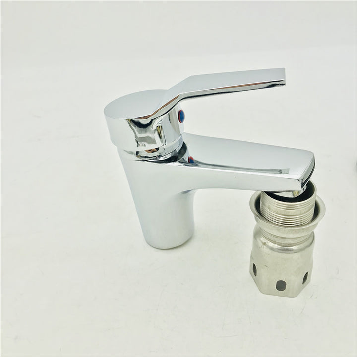 Single-Handle Deck-Mount Basin Faucet with Ceramic Cartridge Bowlift