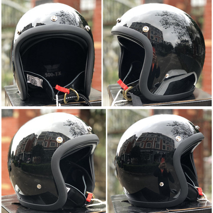 Retro Open-Face Motorcycle Helmet Bowlift