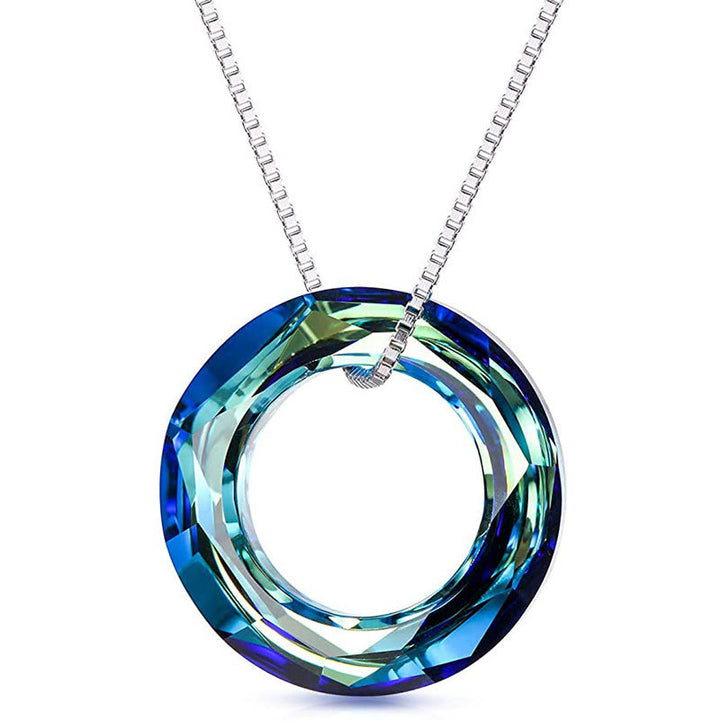 Crystal Circle Pendant Necklace Bowlift