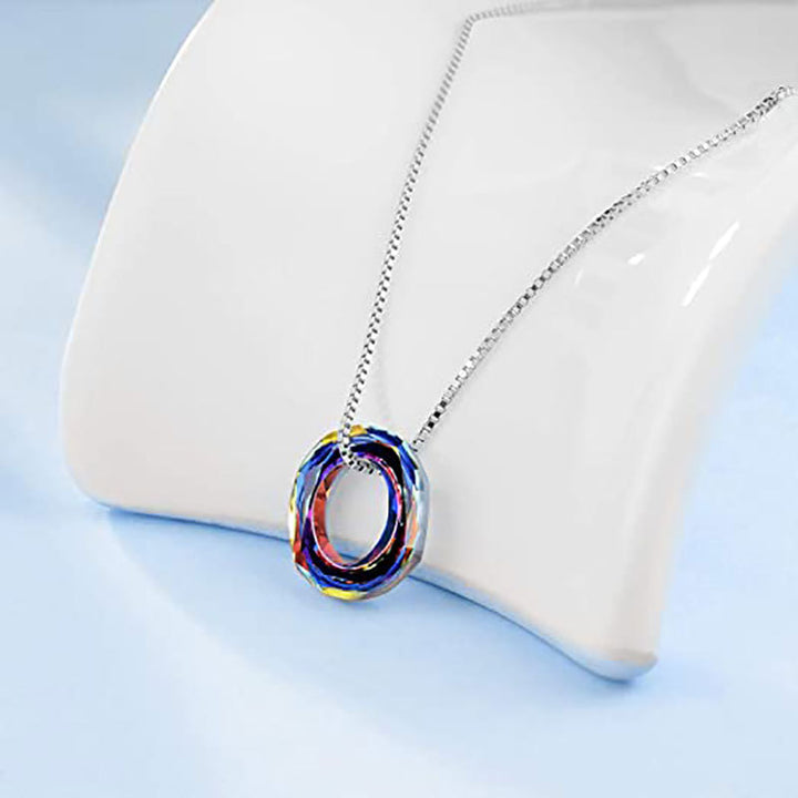 Crystal Circle Pendant Necklace Bowlift