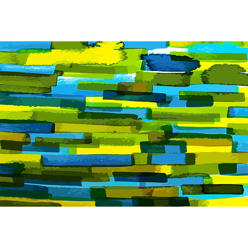 Modern living room rug in green abstract print polyester non-slip backing rug for the area | Bowlift