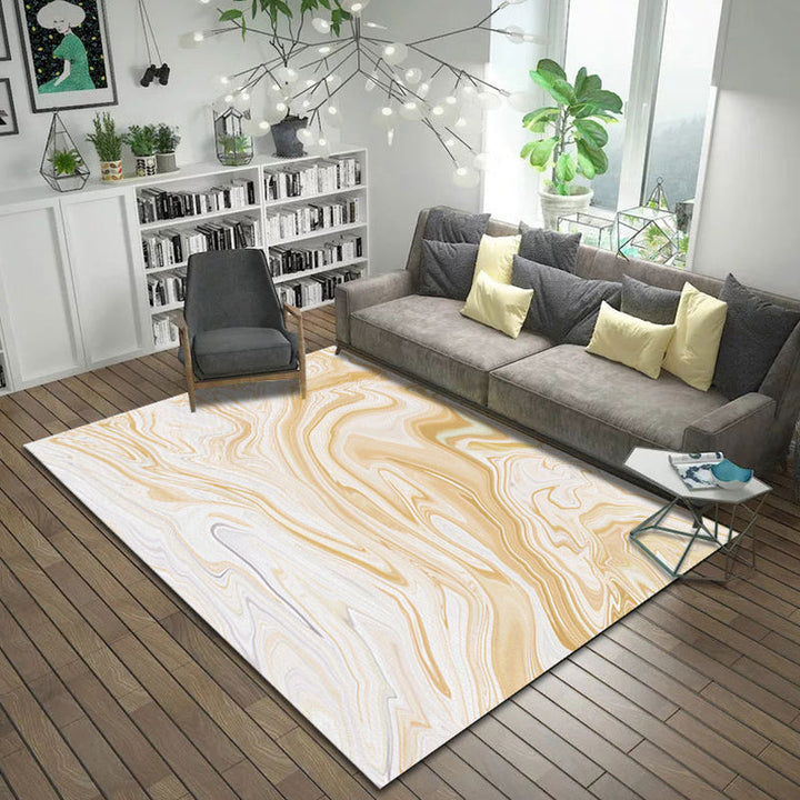 Brown and Pink Bedroom Rug Modern Abstract Brushstroke Painting Pattern Area Rug Polyester Machine Washable Rug | Bowlift