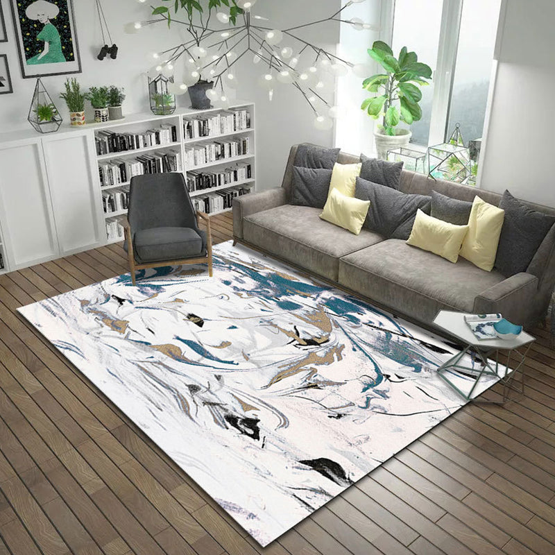 Brown and Pink Bedroom Rug Modern Abstract Brushstroke Painting Pattern Area Rug Polyester Machine Washable Rug | Bowlift