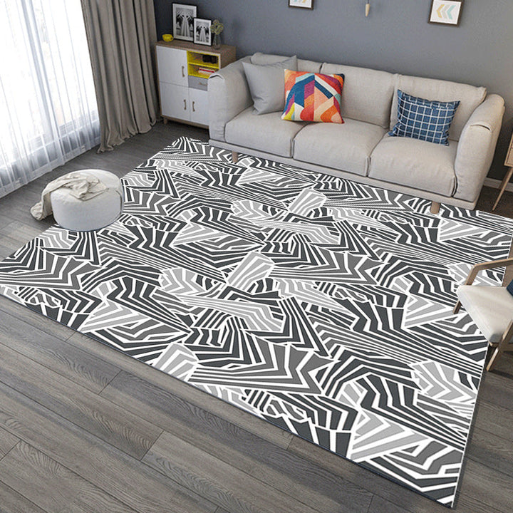 Modern living room carpet in gray abstract twisted line pattern carpet polyester non-slip backing carpet | Bowlift