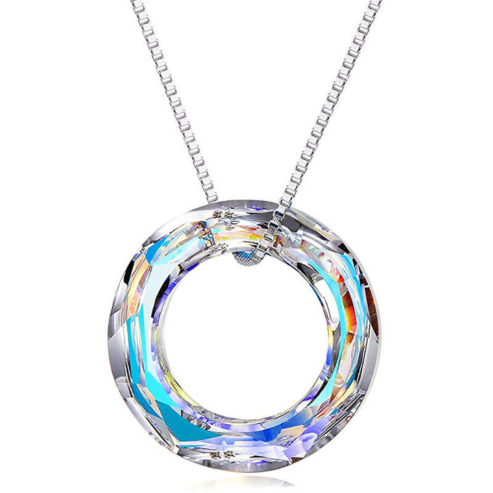 Crystal Circle Pendant Necklace Bowlift
