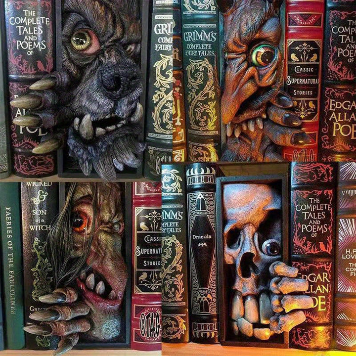 Mystical Charm - Unique Monster Bookend in Black and Grey Bowlift