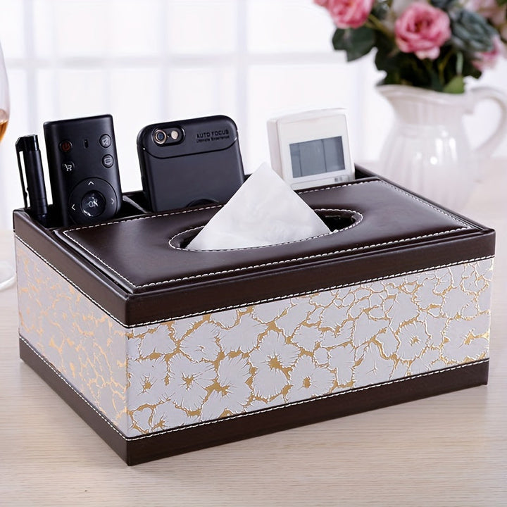 Chic Organizer - Luxury Faux Leather Storage Box with 4 Compartments Bowlift