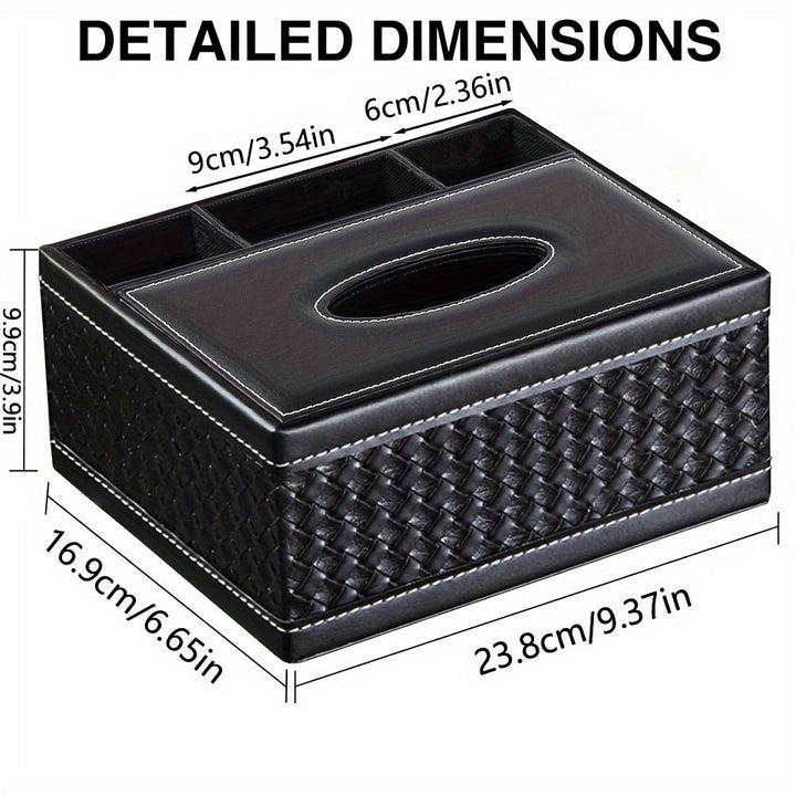 Chic Organizer - Luxury Faux Leather Storage Box with 4 Compartments Bowlift