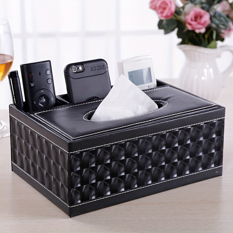 Chic Organizer - Luxury Faux Leather Storage Box with 4 Compartments Bowlift