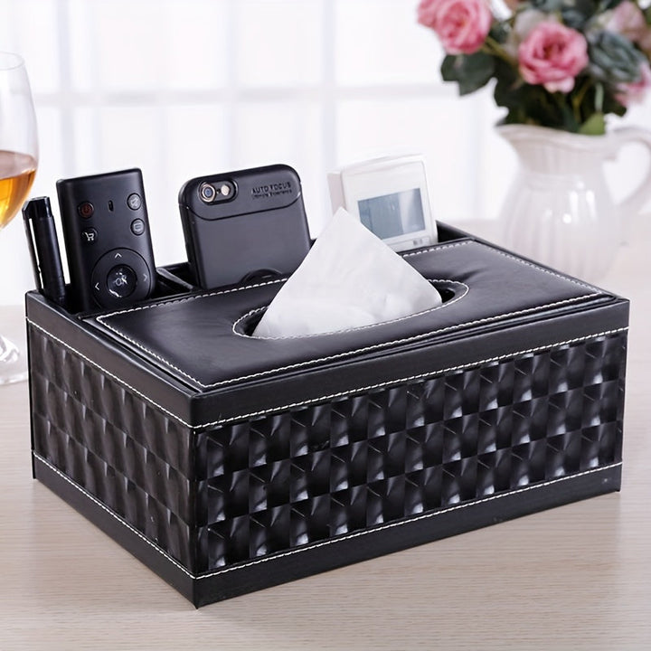 Chic Organizer - Luxury Faux Leather Storage Box with 4 Compartments Bowlift