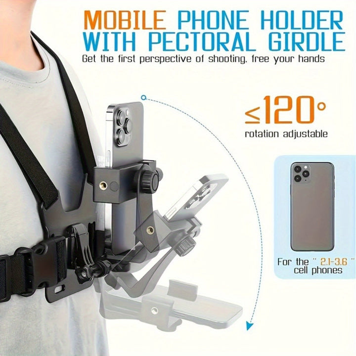 BowLift | Adjustable Hands-Free Chest Strap for Comfortable Filming and Photography – Secure Phone Holder for Smartphones and Action Cameras