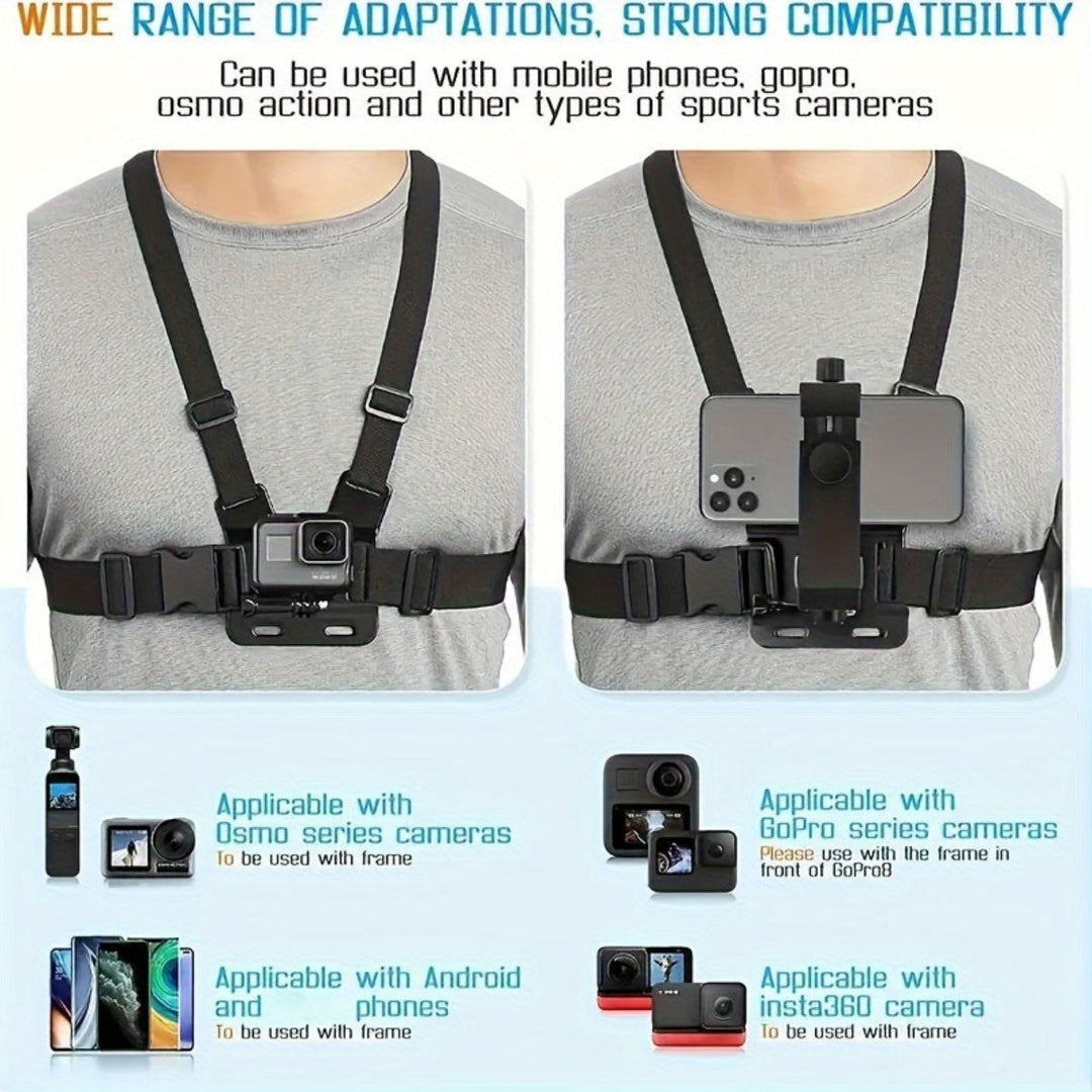 BowLift | Adjustable Hands-Free Chest Strap for Comfortable Filming and Photography – Secure Phone Holder for Smartphones and Action Cameras