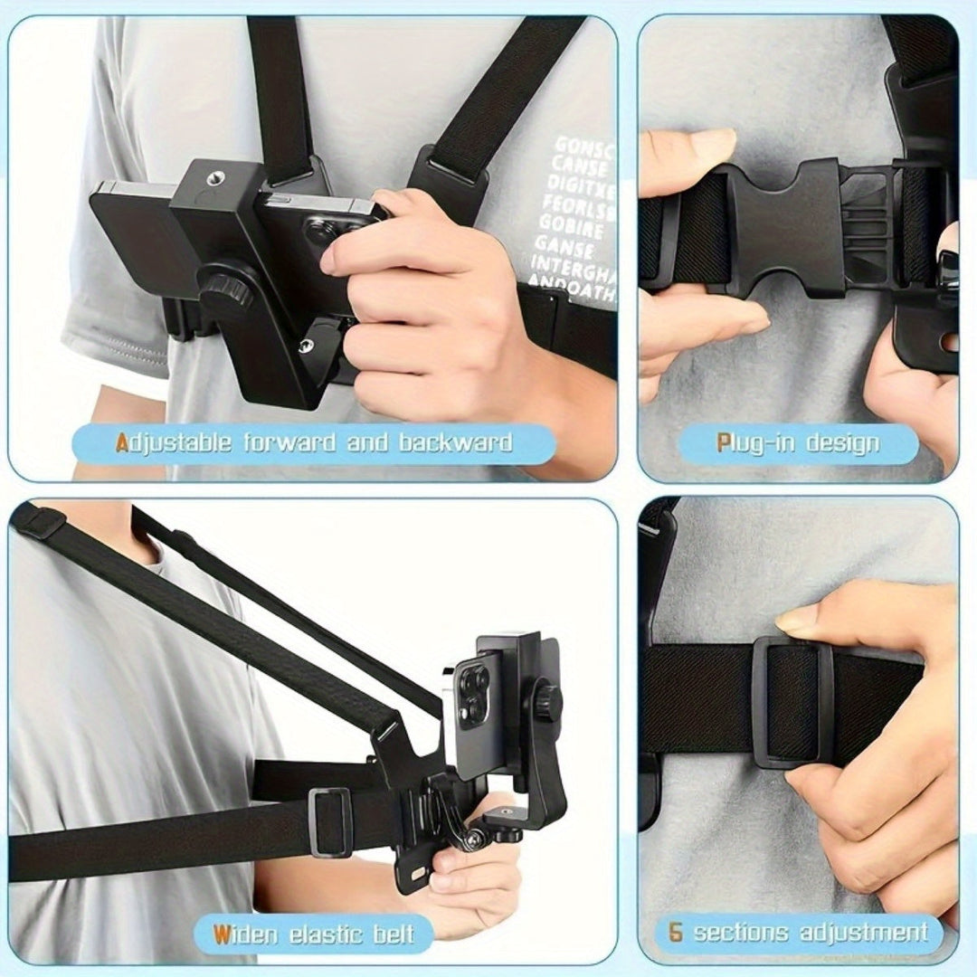 BowLift | Adjustable Hands-Free Chest Strap for Comfortable Filming and Photography – Secure Phone Holder for Smartphones and Action Cameras