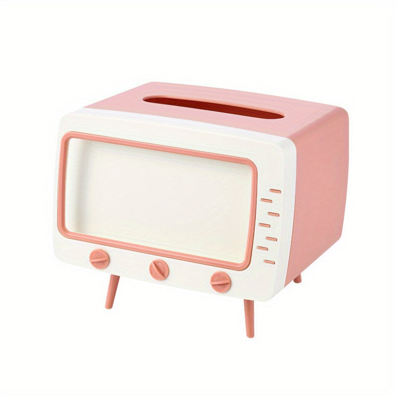 BowLift | Retro TV Tissue Box Holder with Smartphone Dock – Multifunctional Tissue Cover for Home and Office Decor