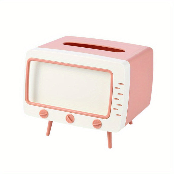 BowLift | Retro TV Tissue Box Holder with Smartphone Dock – Multifunctional Tissue Cover for Home and Office Decor