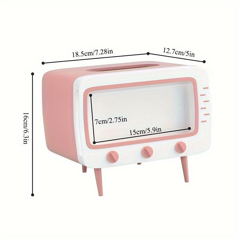 BowLift | Retro TV Tissue Box Holder with Smartphone Dock – Multifunctional Tissue Cover for Home and Office Decor