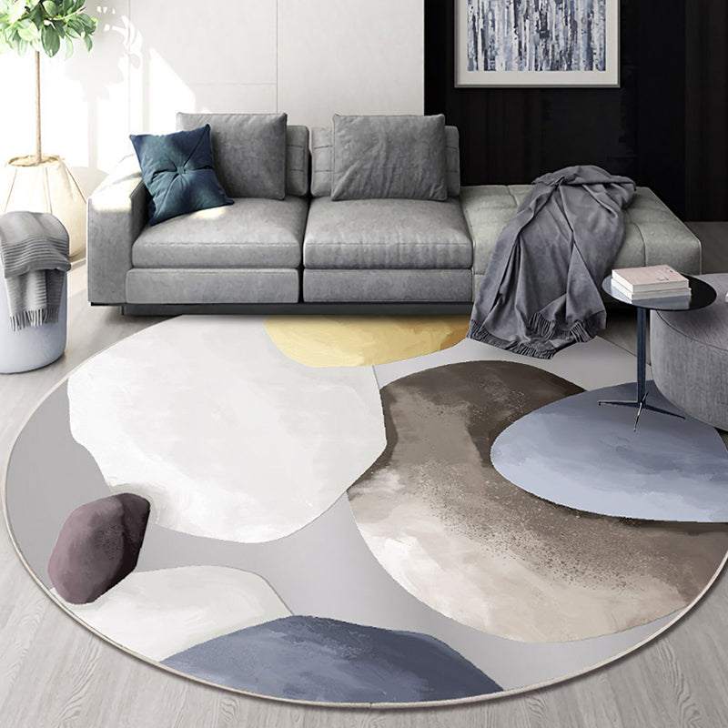 Multicolor Bedroom Carpet Contemporary Color Block Rug Washable Pet Friendly Non-Slip Mat Rug | Bowlift