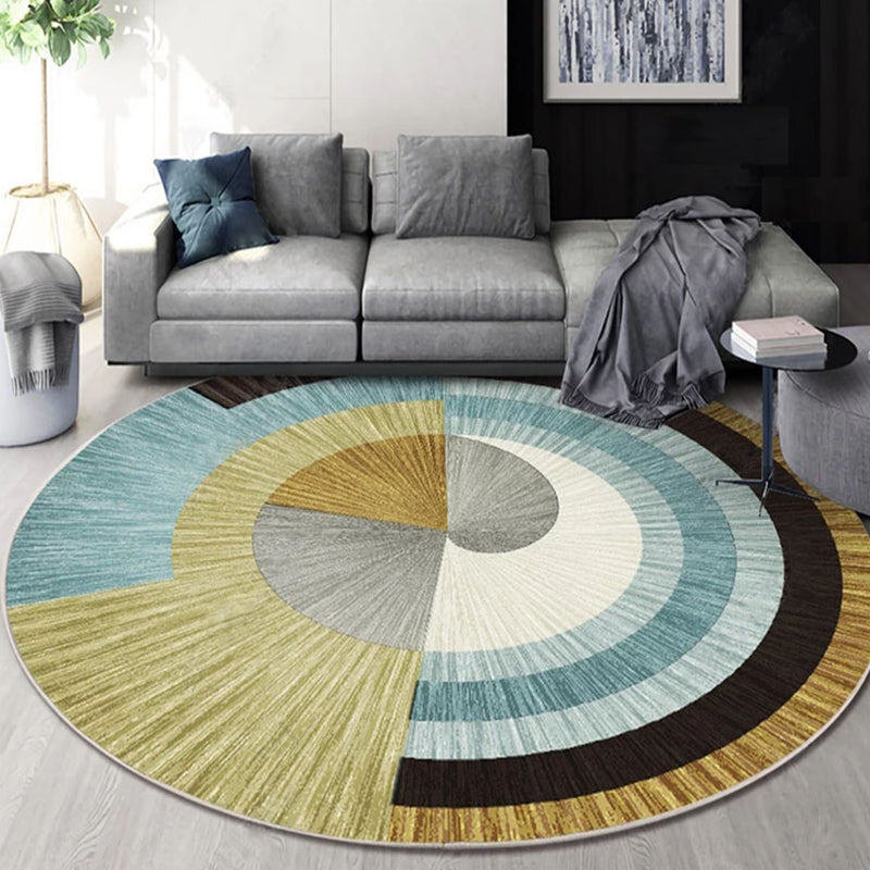 Multicolor Bedroom Carpet Contemporary Color Block Rug Washable Pet Friendly Non-Slip Mat Rug | Bowlift