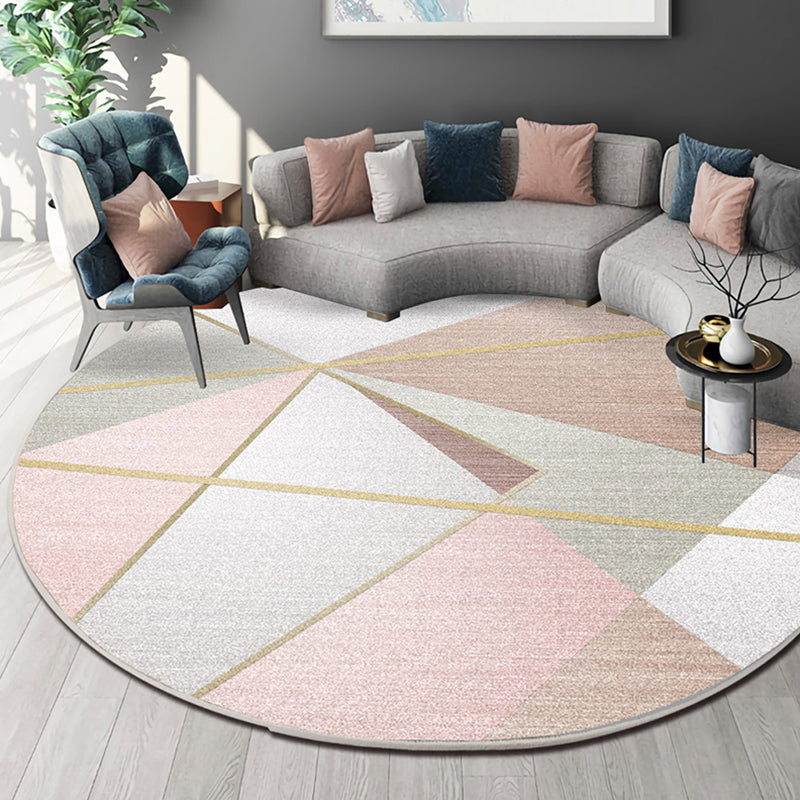 Multicolor Bedroom Carpet Contemporary Color Block Rug Washable Pet Friendly Non-Slip Mat Rug | Bowlift
