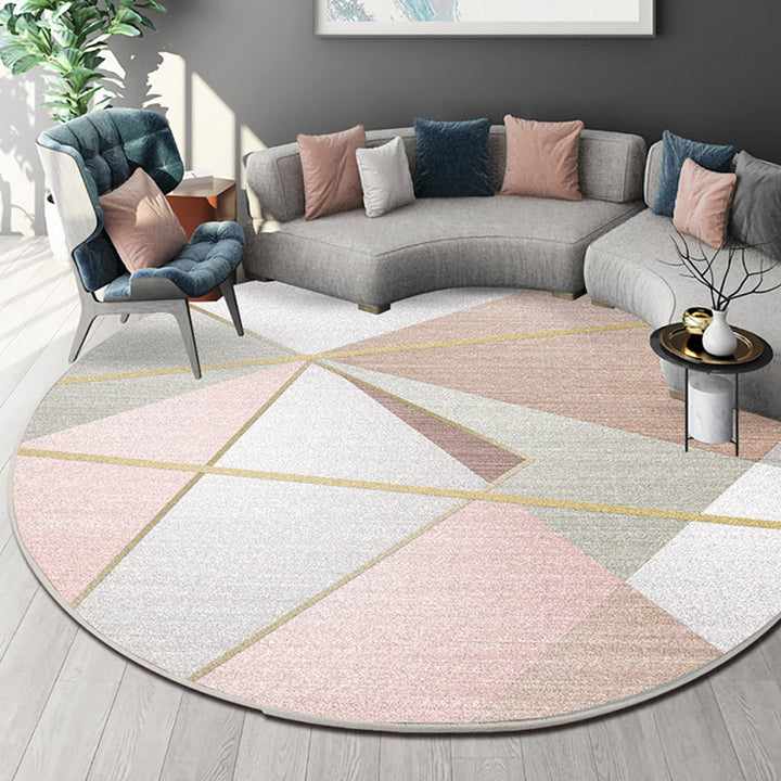 Multicolor Bedroom Carpet Contemporary Color Block Rug Washable Pet Friendly Non-Slip Mat Rug | Bowlift