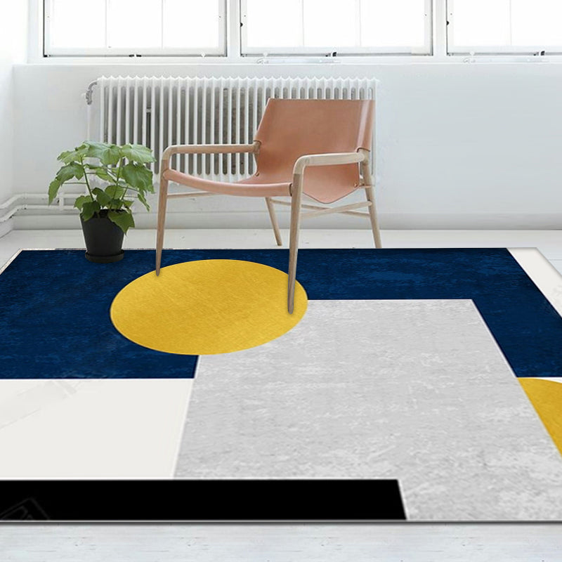 Minimalist color block geometric pattern rug polyester rug slip-resistant backing pet-friendly washable rug for the living room | Bowlift
