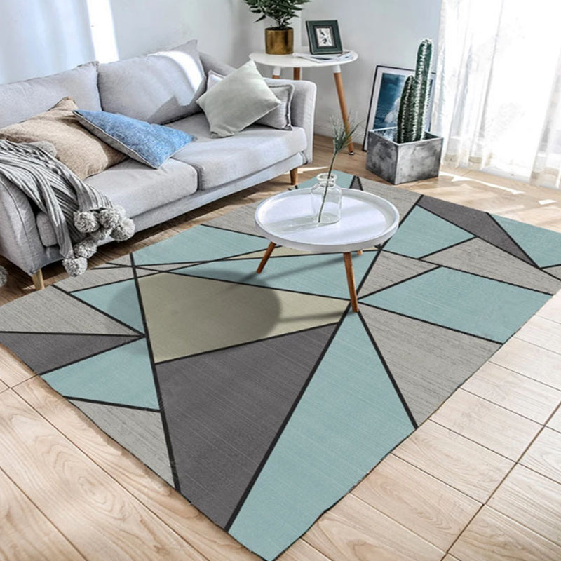 Nordic geometric pattern rug polyester modernist rug pet-friendly anti-slip mat rug for living room | Bowlift