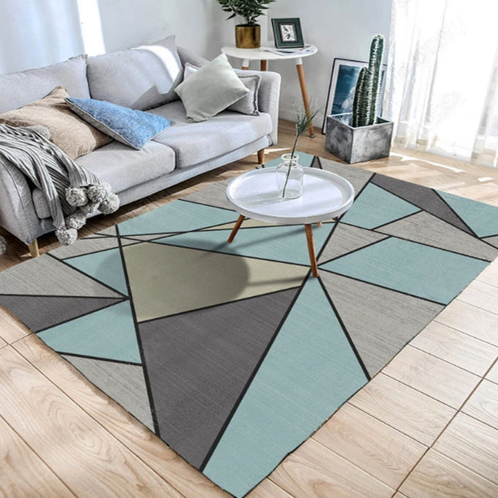 Nordic geometric pattern rug polyester modernist rug pet-friendly anti-slip mat rug for living room | Bowlift
