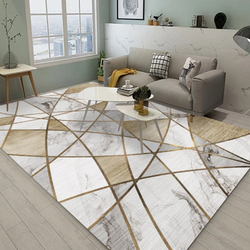Nordic geometric pattern rug polyester modernist rug pet-friendly anti-slip mat rug for living room | Bowlift