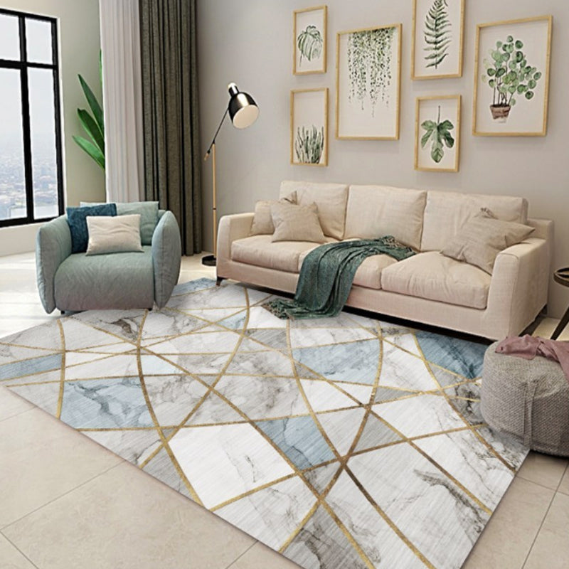 Nordic geometric pattern rug polyester modernist rug pet-friendly anti-slip mat rug for living room | Bowlift