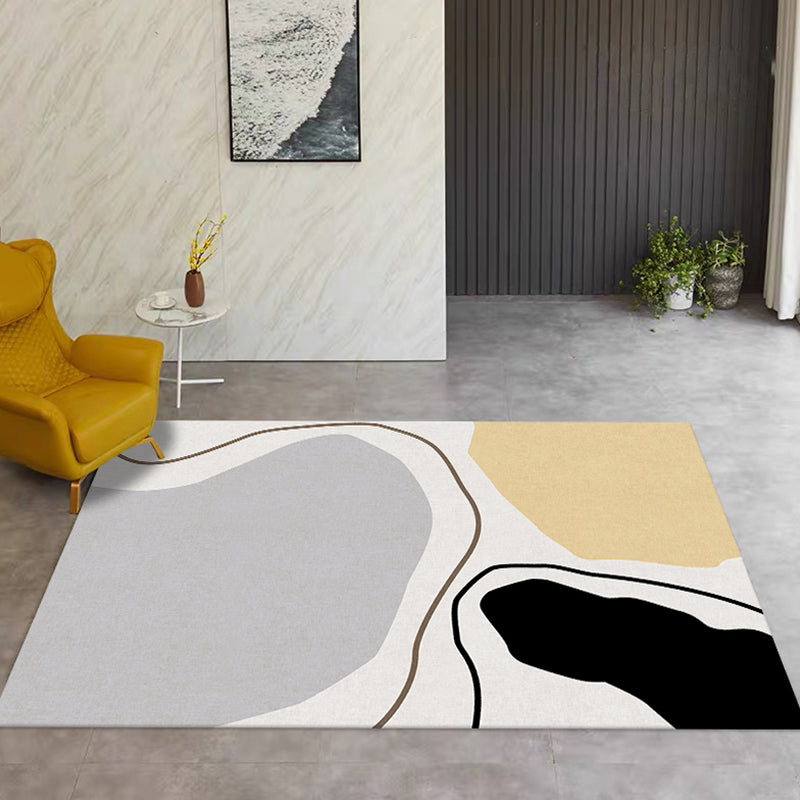 BowLift | Novelty Abstract Area Rug Beige Polyester Rug Non-Slip Back Washable Pet Friendly Area Rug for Living Room