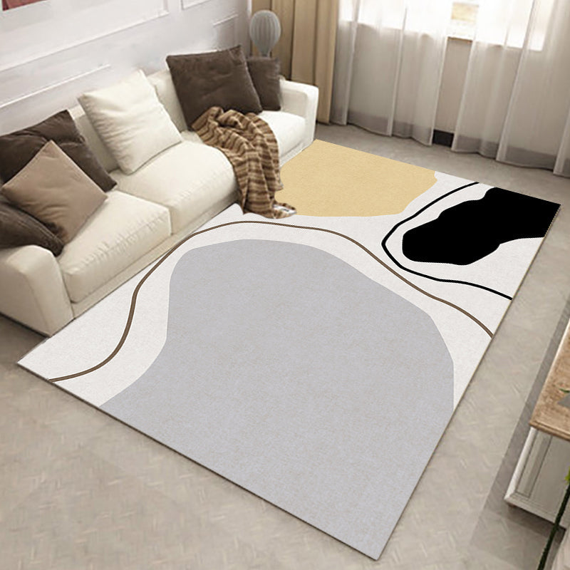 BowLift | Novelty Abstract Area Rug Beige Polyester Rug Non-Slip Back Washable Pet Friendly Area Rug for Living Room