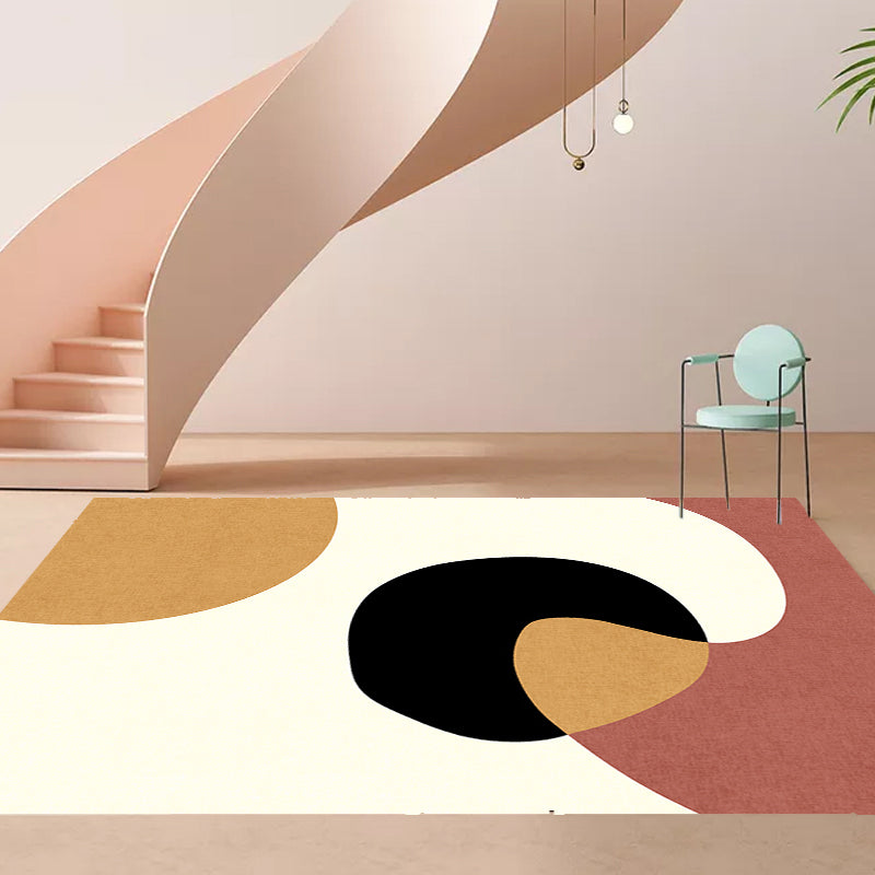 BowLift | Novelty Abstract Area Rug Beige Polyester Rug Non-Slip Back Washable Pet Friendly Area Rug for Living Room