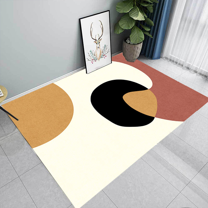 BowLift | Novelty Abstract Area Rug Beige Polyester Rug Non-Slip Back Washable Pet Friendly Area Rug for Living Room