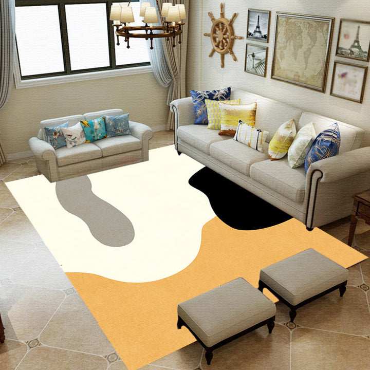BowLift | Novelty Abstract Area Rug Beige Polyester Rug Non-Slip Back Washable Pet Friendly Area Rug for Living Room