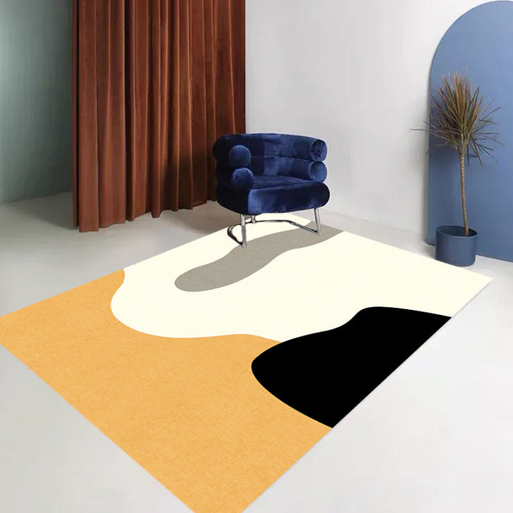 BowLift | Novelty Abstract Area Rug Beige Polyester Rug Non-Slip Back Washable Pet Friendly Area Rug for Living Room