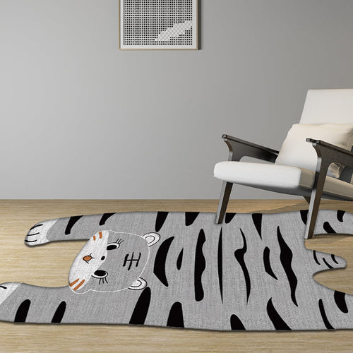 BowLift | Gray and Yellow Irregular Carpet Children's Room Animal Tiger Pattern Rug Polyester Pet Friendly Carpet